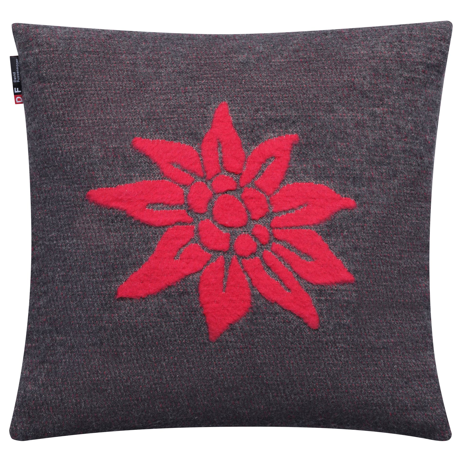 Kussenhoes edelweiss grijs met rood david fussenegger