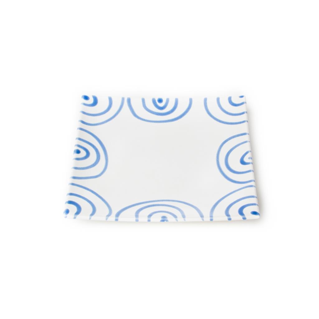 Dessertbord vierkant - Gevlamd blauw - 20 x 20 cm