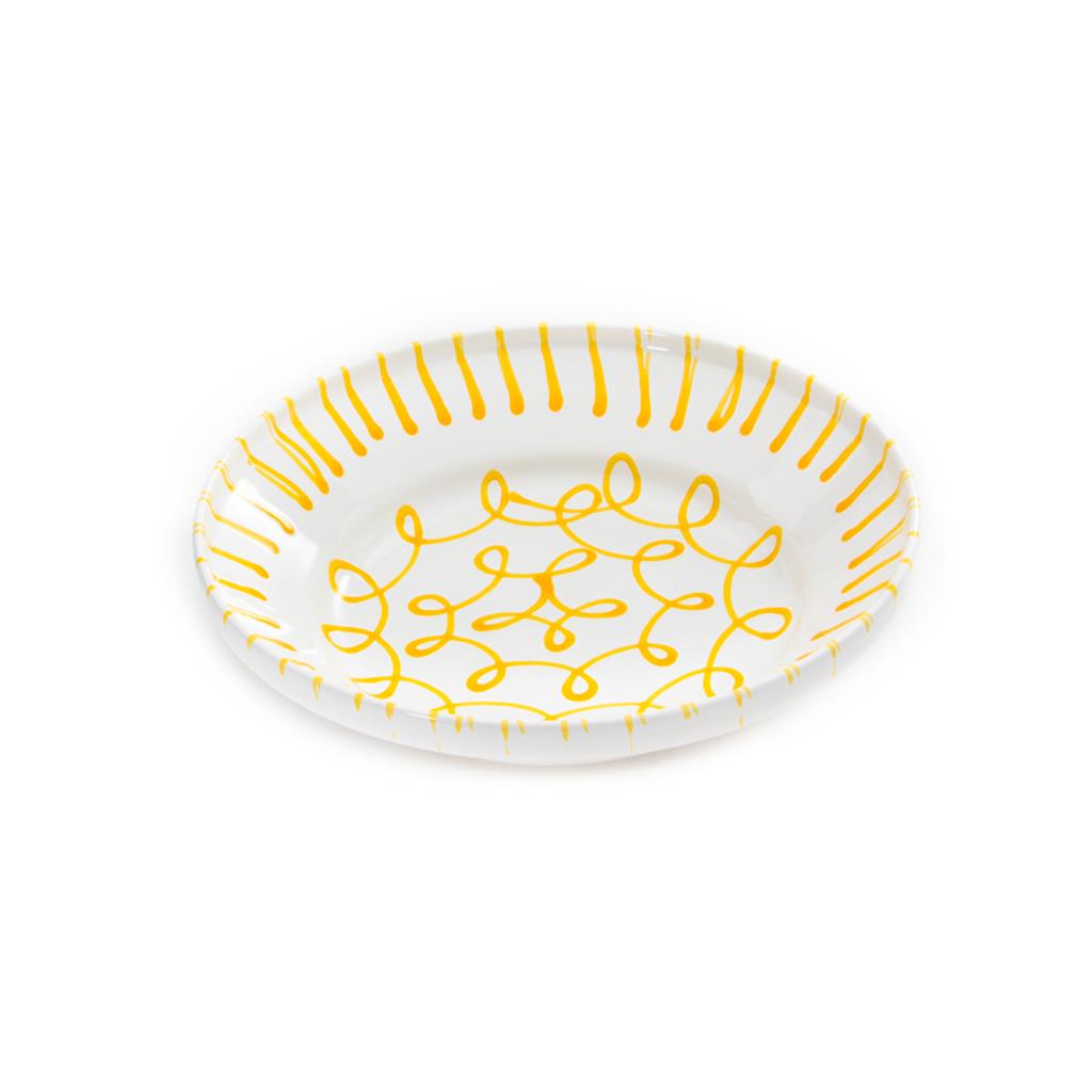 Diepe schaal - Gevlamd geel - 28 cm