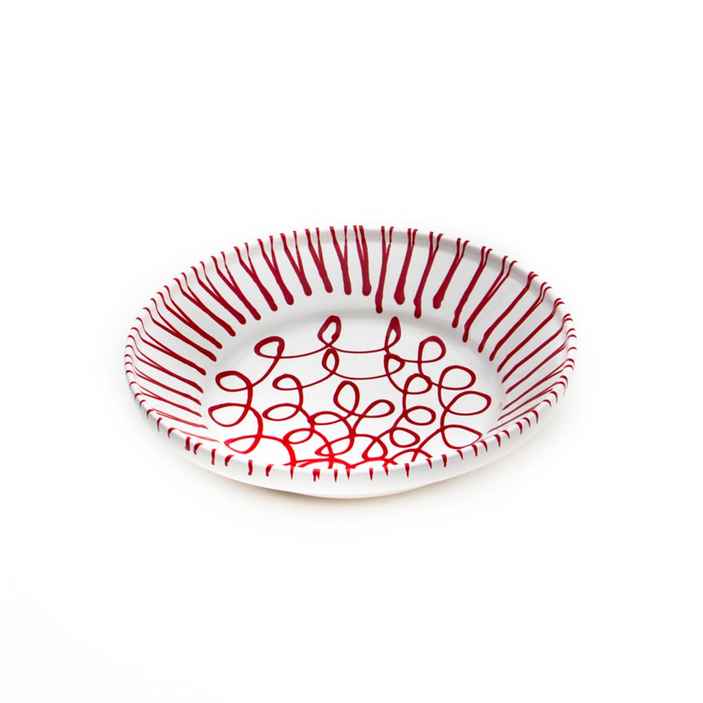 Diepe schaal - Gevlamd rood - 28 cm
