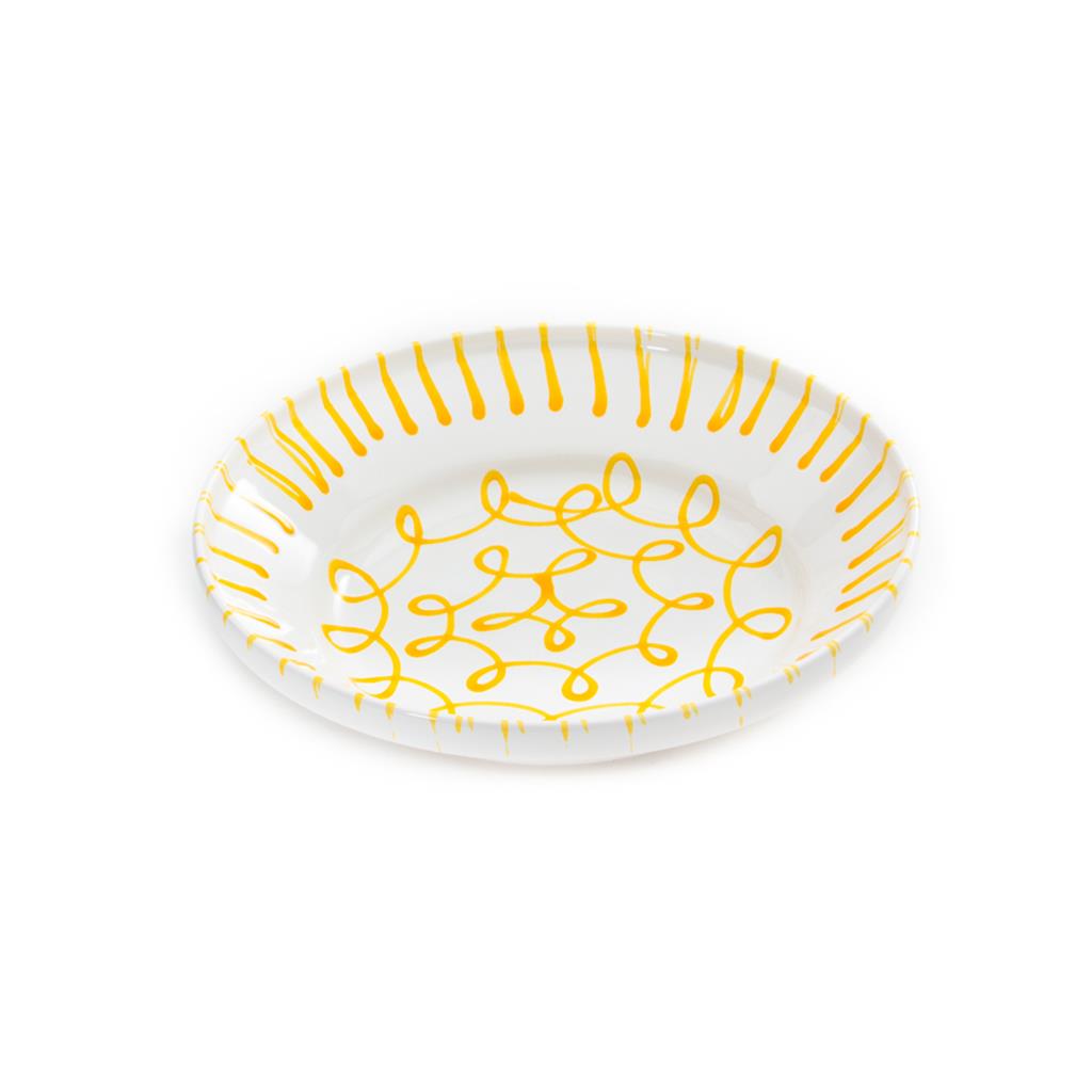 Diepe schaal - Gevlamd geel - 32 cm