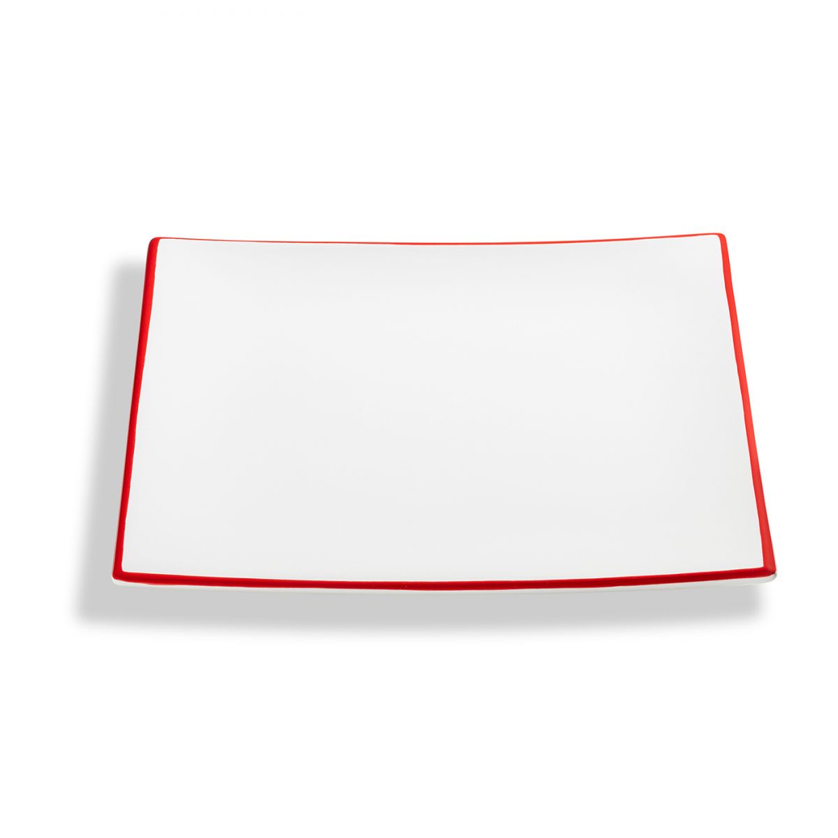 Dinerbord vierkant - Rand robijnrood - 26 x 26 cm