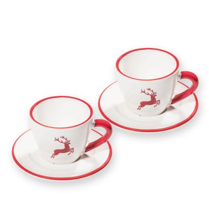 Espressoset voor twee - Hert robijnrood