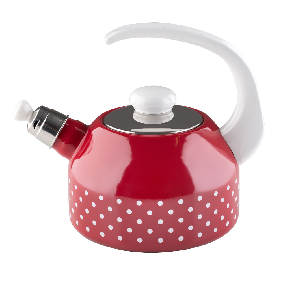 Riess - Fluitketel - rood-witte stippen - 18 cm - 2,0 ltr