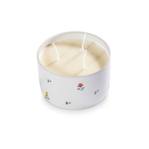 Kaars met drie lontjes - Alpenbloemen - 14 cm
