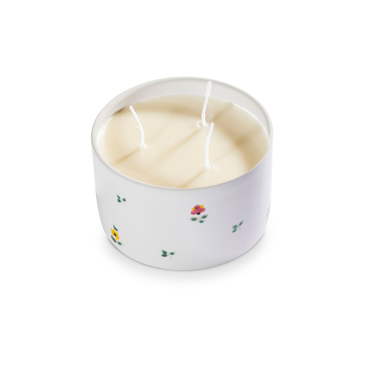 Kaars met drie lontjes - Alpenbloemen - 14 cm
