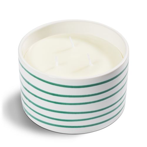 Kaars met drie lontjes - Gevlamd groen - 14 cm