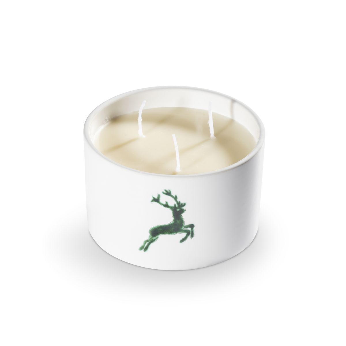 Kaars met drie lontjes - Hert groen - 14 cm