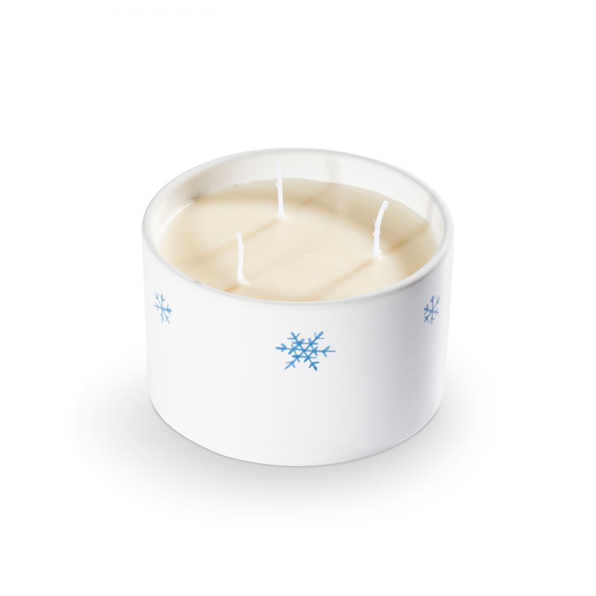 Kaars met drie lontjes - Sneeuwkristal blauw - 14 cm
