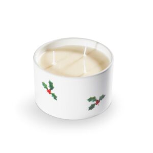 Kaars met drie lontjes - Winterbes groen - 14 cm