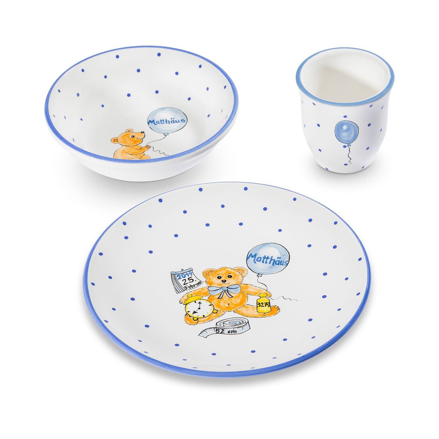 Kinderservies - blauw gepersonaliseerd
