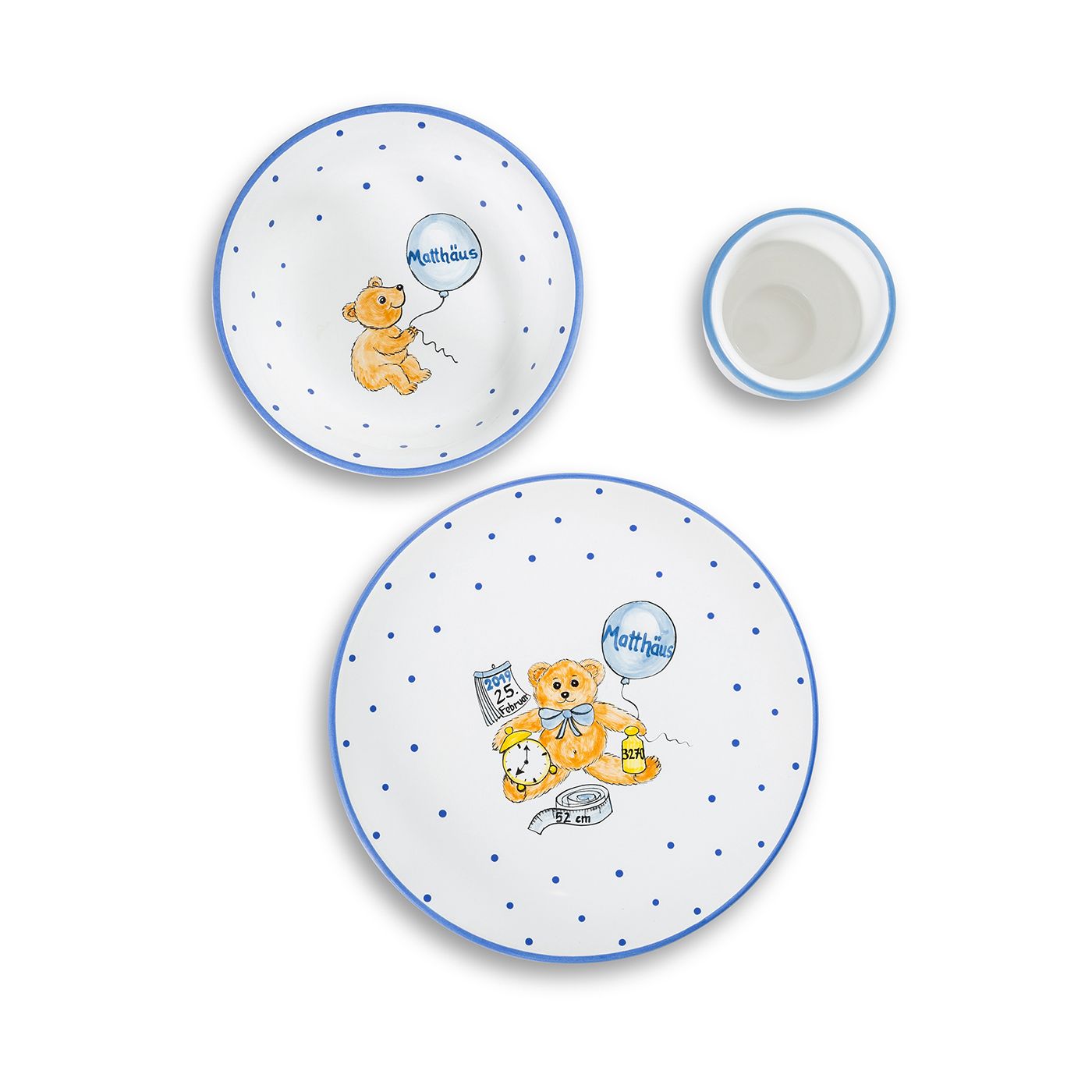Kinderservies - blauw gepersonaliseerd