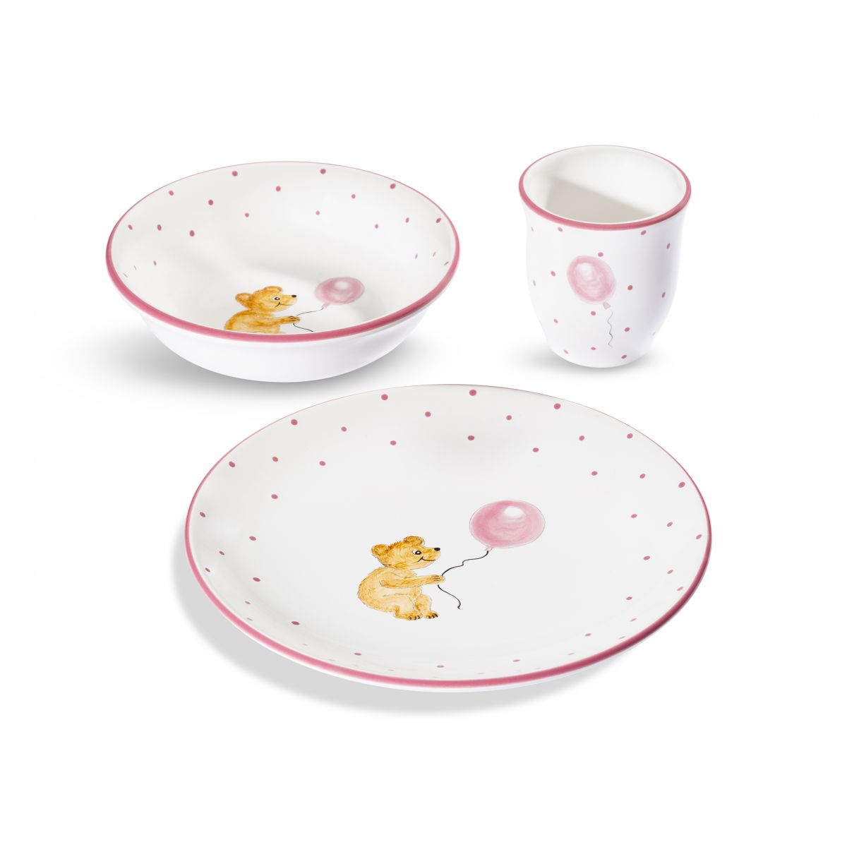 Kinderservies - roze - Beer