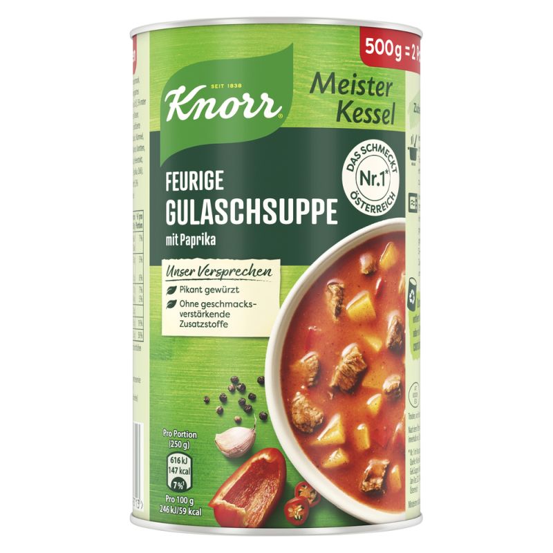 Knorr feurige goulashsoep uit oostenrijk meisterkessel