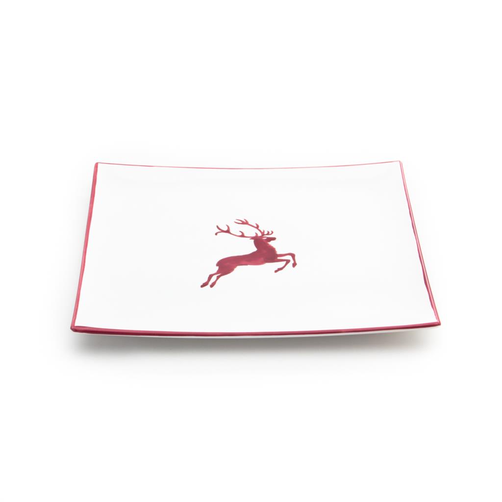 Onderbord / gebaksschaal vierkant - Hert bordeauxrood - 31 x 31 cm
