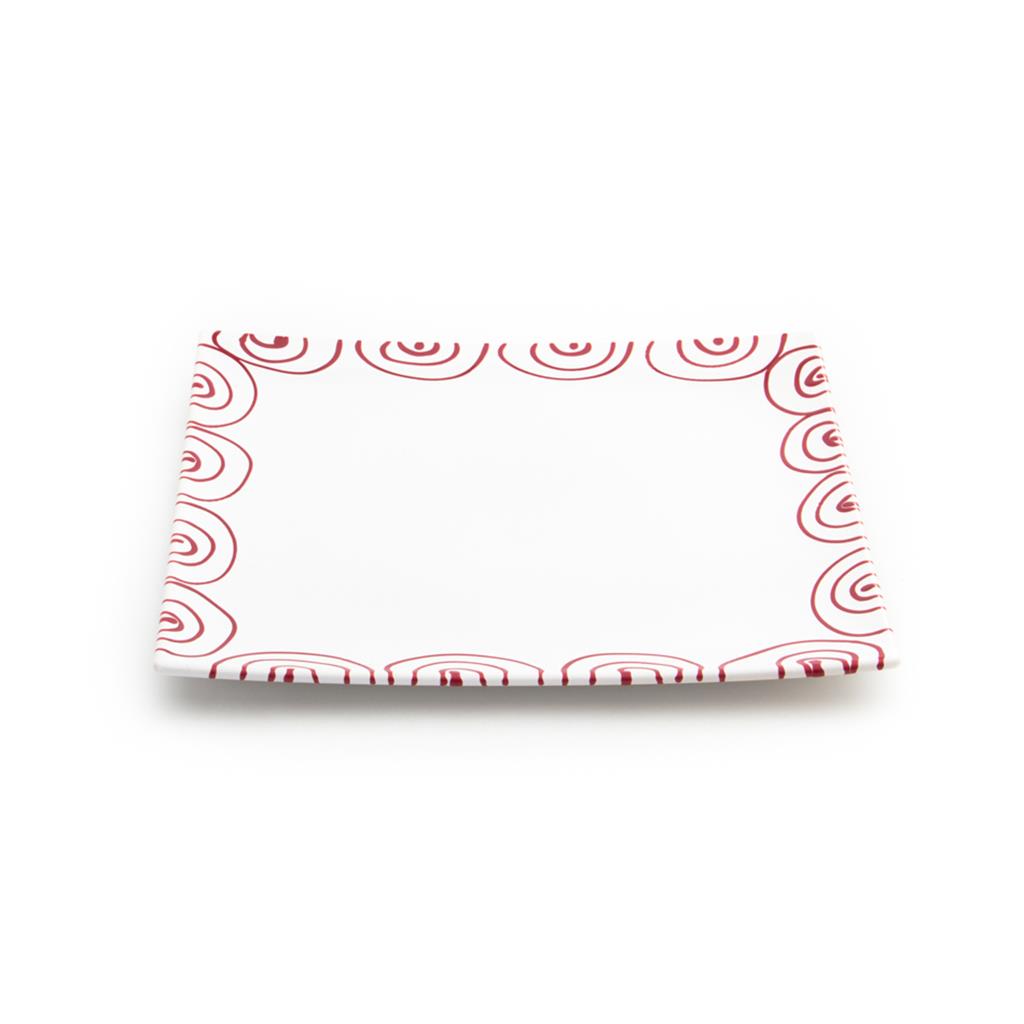 Onderbord / gebaksschaal vierkant - Gevlamd rood - 31 x 31 cm