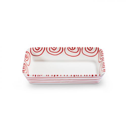 Ovenschaal rechthoek - Gevlamd rood - 30 x 16,5 cm