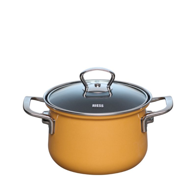 Riess - Pan hoog met glazen deksel - oranje - 20 cm - 3,5 ltr