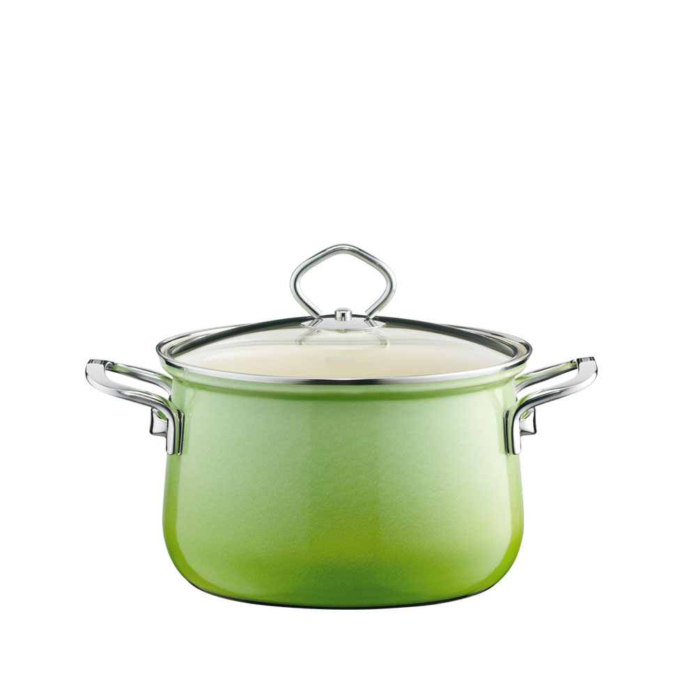 Riess - Pan hoog met glazen deksel - smaragdgroen - 16 cm - 1,5 ltr