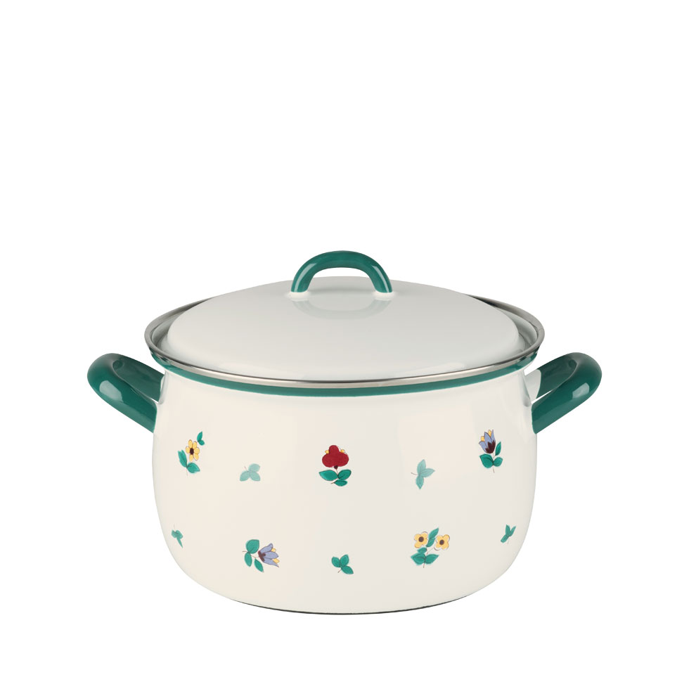 Riess - Pan hoog met deksel - Alpenbloemen - 16 cm - 1,5 ltr