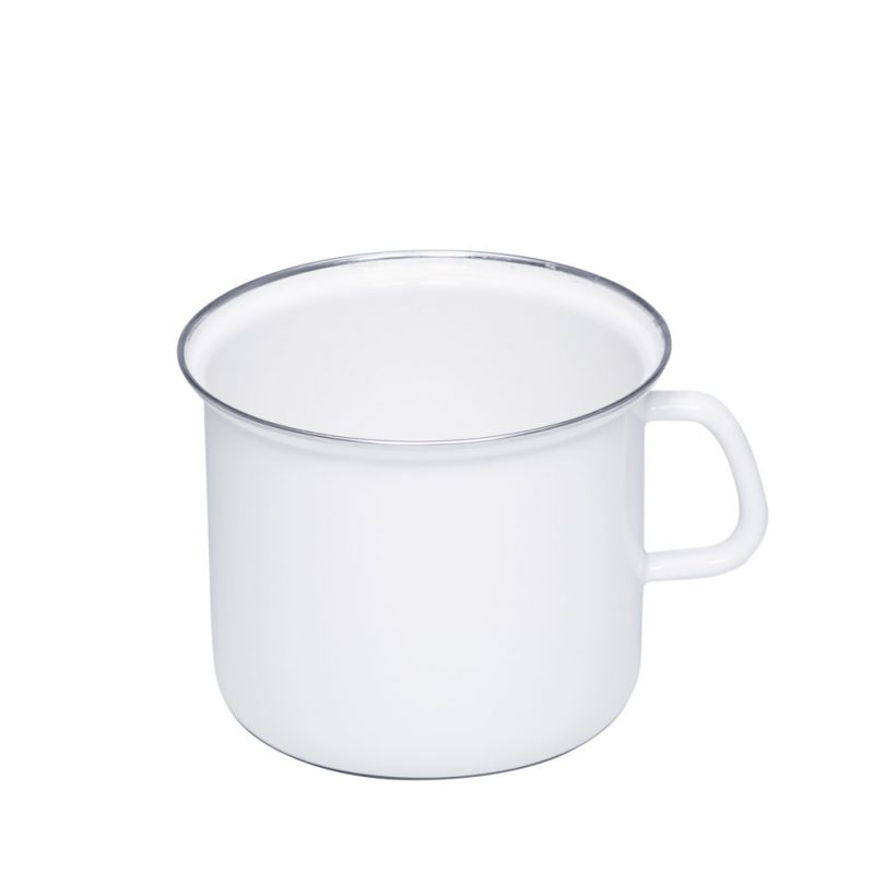 Riess - Beker met chrome rand - wit - 16 cm - 2,0 ltr