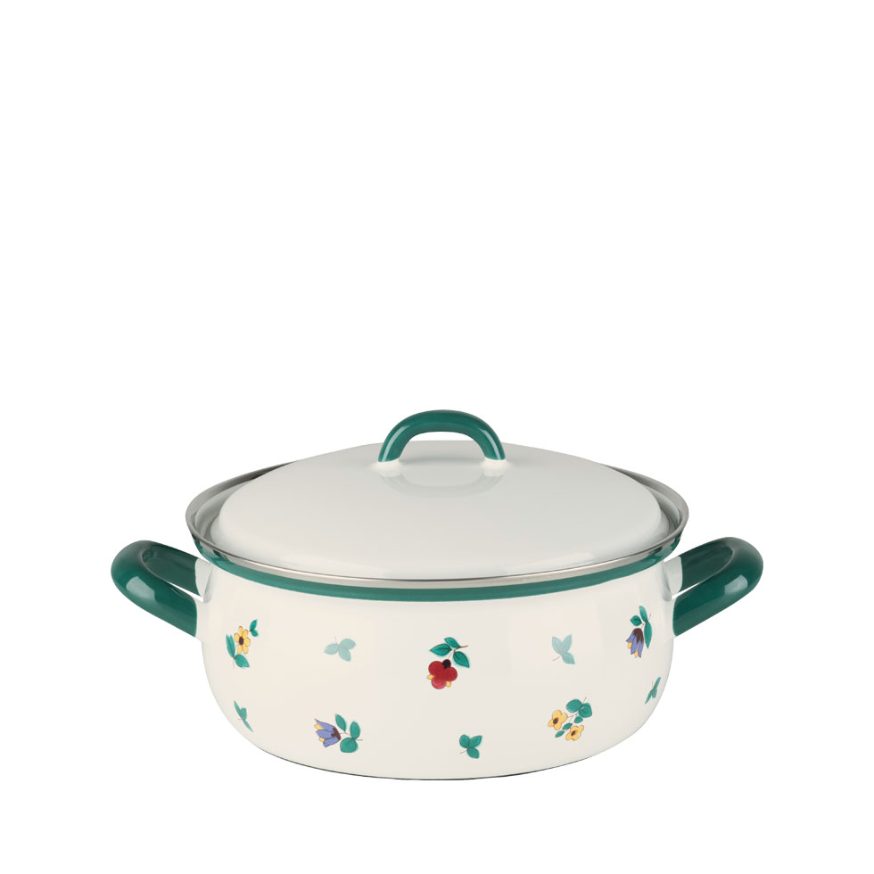 Riess - Pan laag met deksel - Alpenbloemen - 16 cm - 1,0 ltr