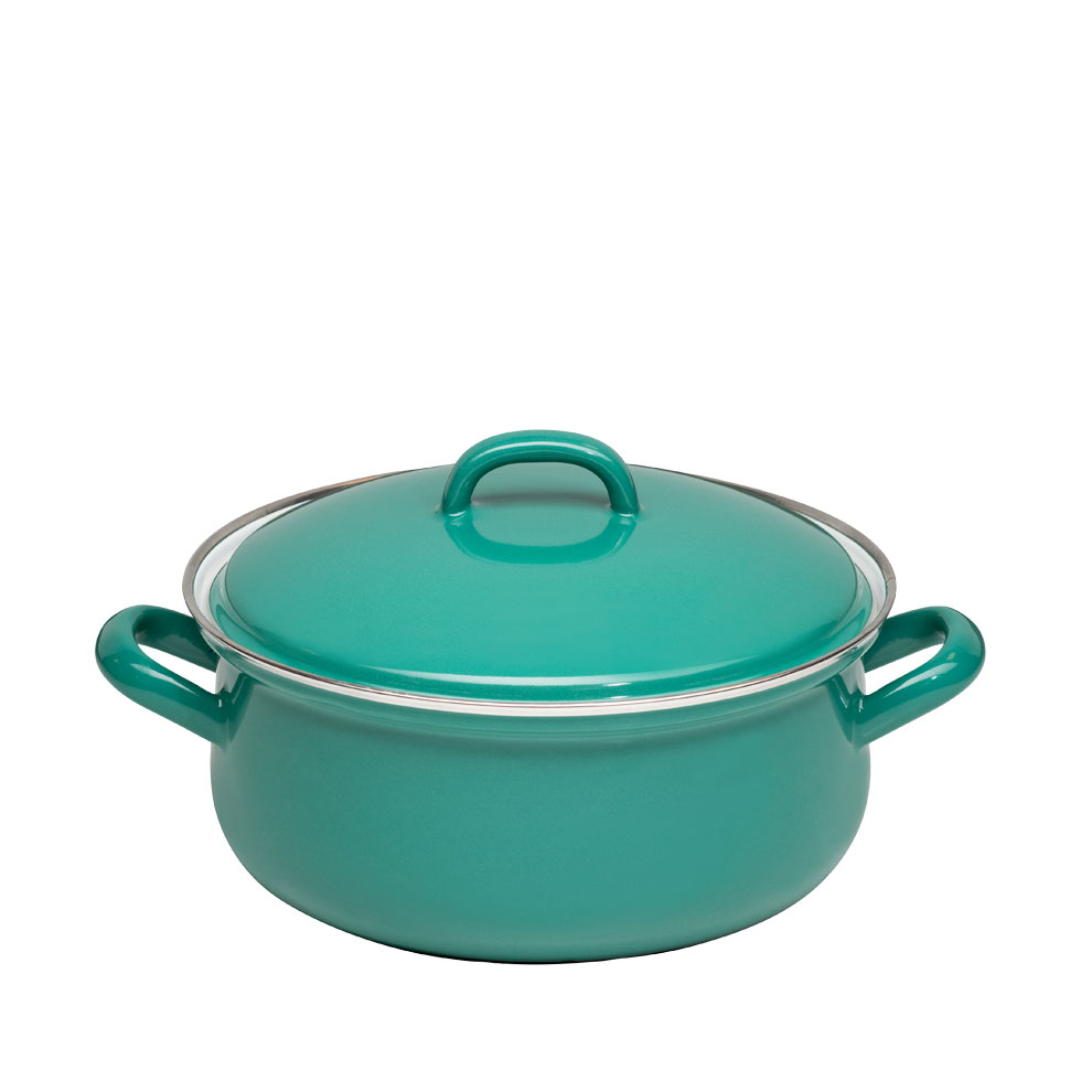 Riess - Pan laag met deksel - donkergroen - 20 cm - 2,0 ltr