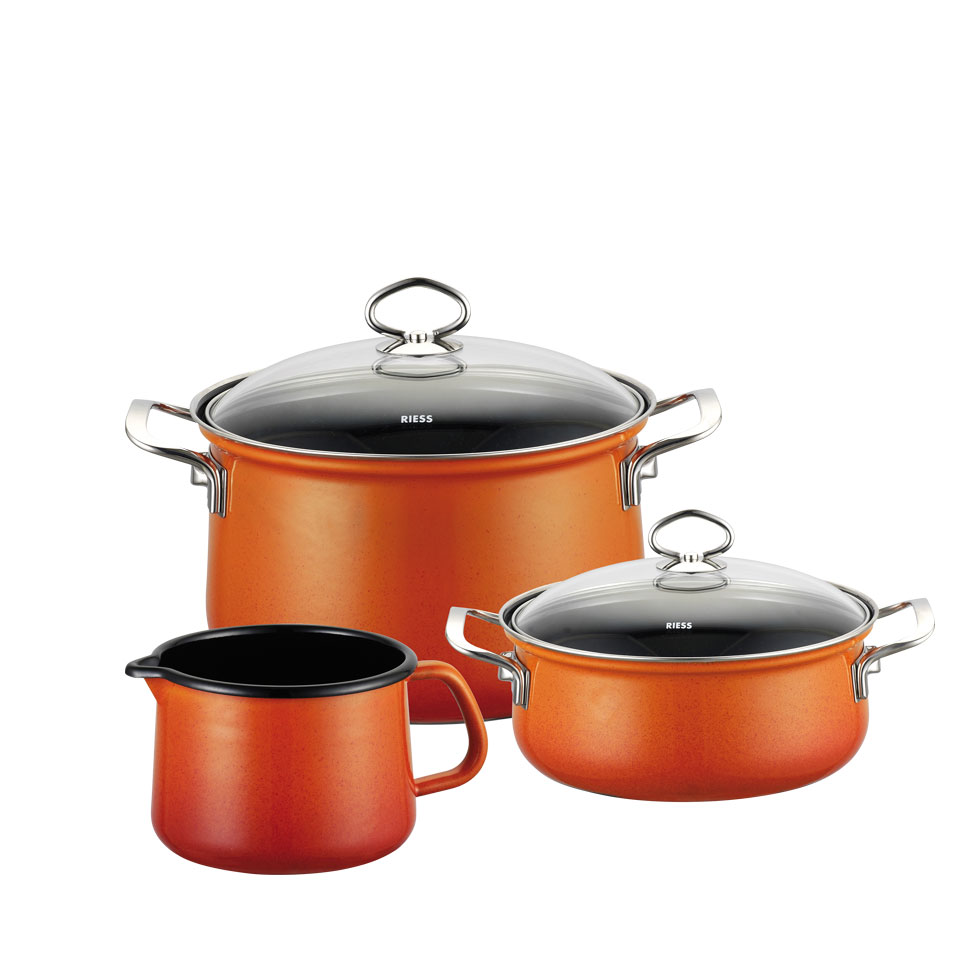 Riess - Pannenset - 3-delig - koraalrood