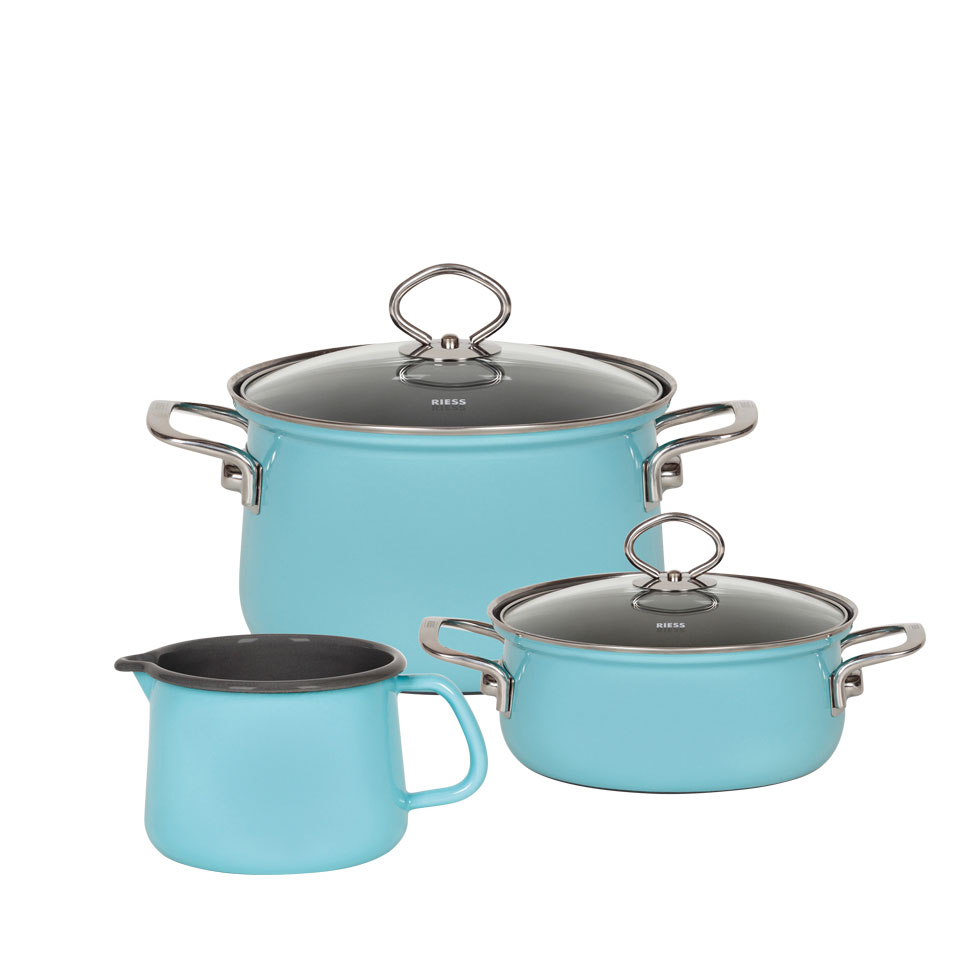 Riess - Pannenset - 3-delig - kristalblauw