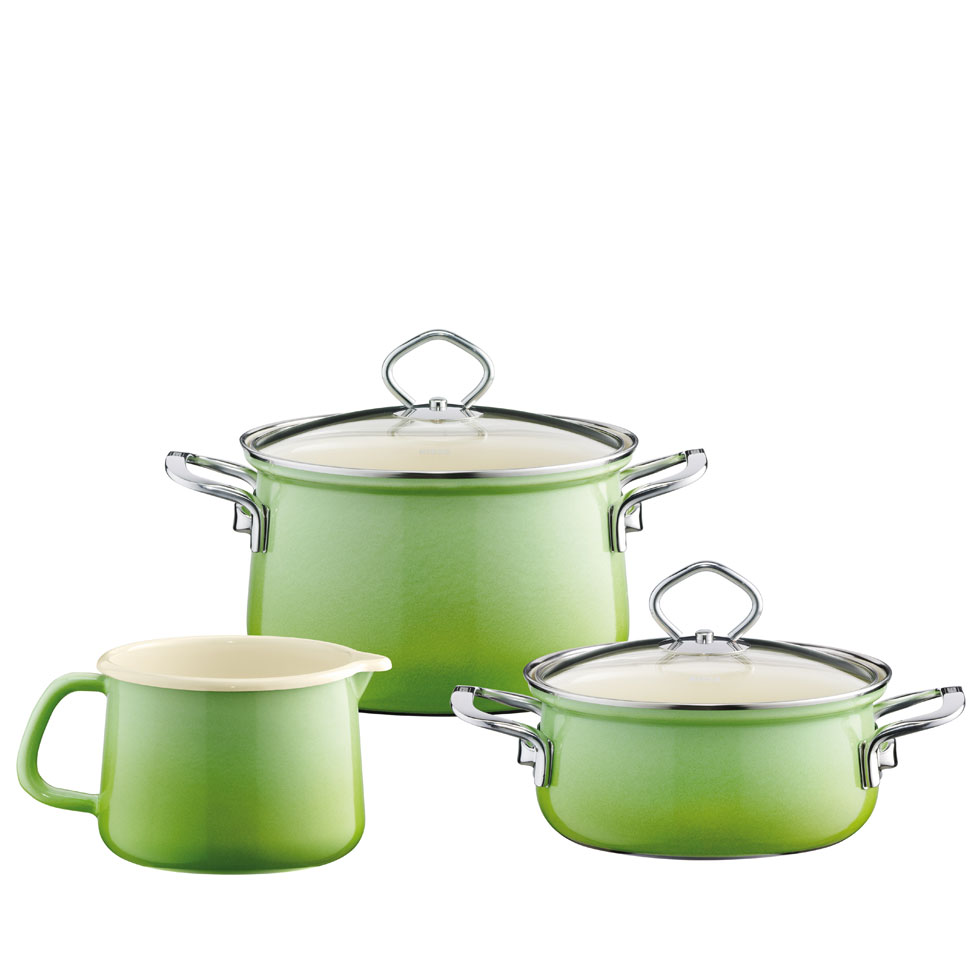 Riess - Pannenset - 3-delig - smaragdgroen