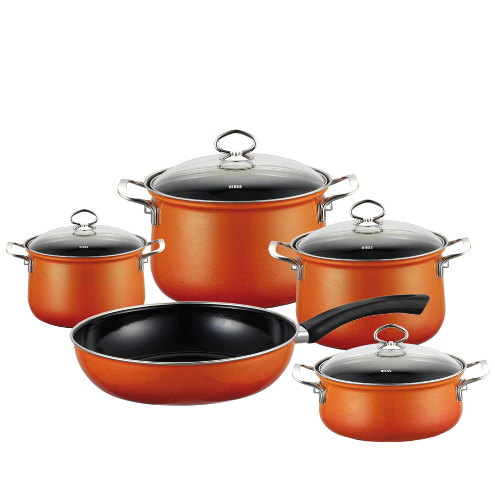 Riess - Pannenset - 5-delig - koraalrood