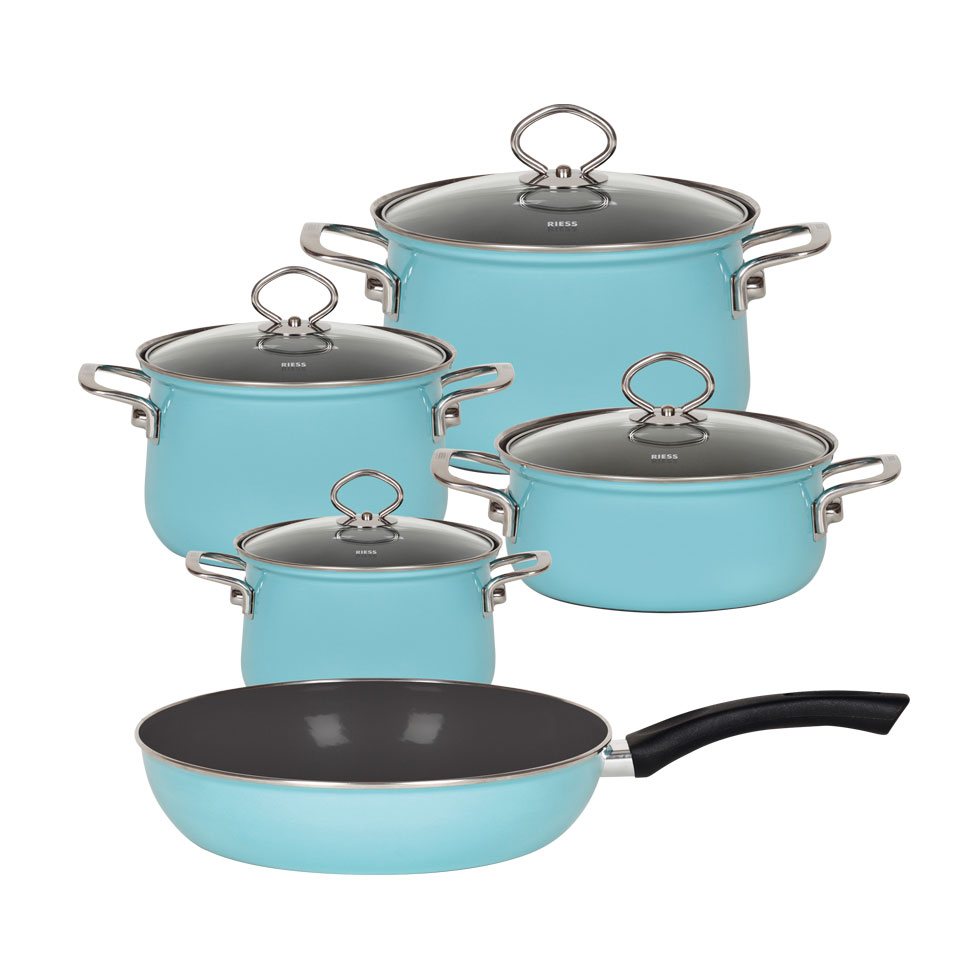 Riess - Pannenset - 5-delig - kristalblauw