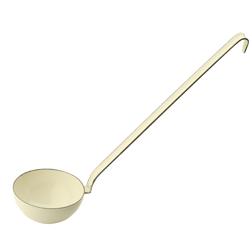 Riess emaille pollepel geel 8cm uit Oostenrijk