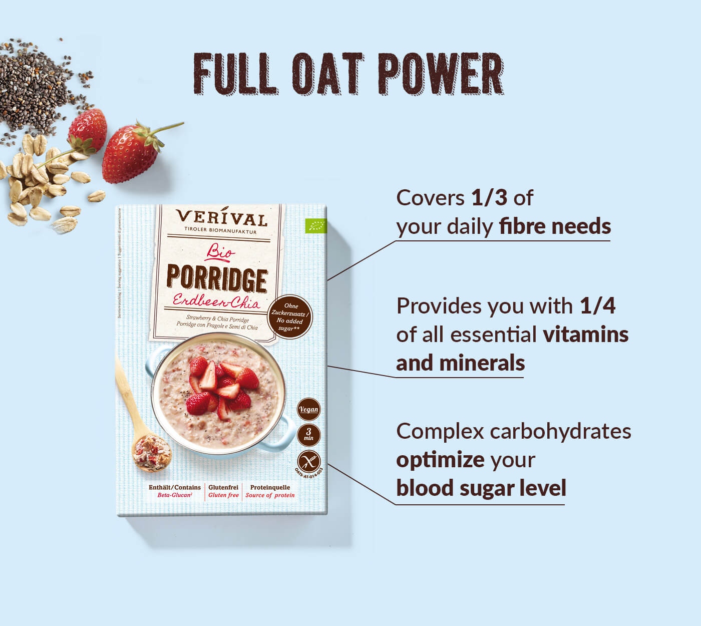 Verival porridge aardbei-chia - 350 gr