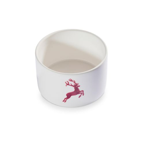 Potje met houten deksel - Hert bordeauxrood - 14 cm