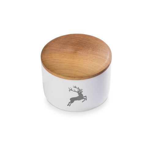 Potje met houten deksel - Hert grijs - 14 cm