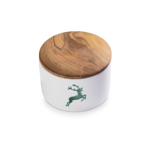 Potje met houten deksel - Hert groen - 14 cm