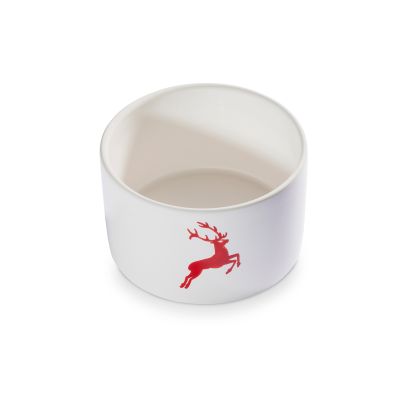 Potje met houten deksel - Hert robijnrood - 14 cm