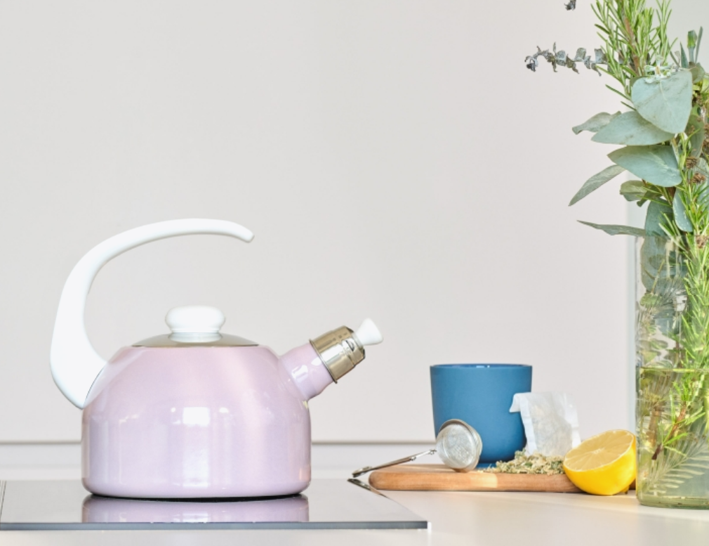 Riess emaille fluitketel roze