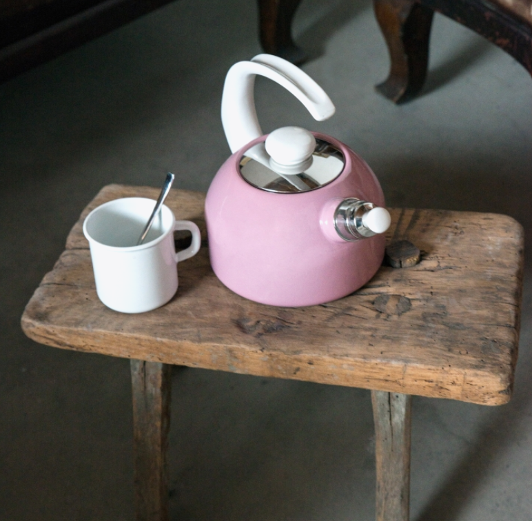 Riess emaille fluitketel - roze