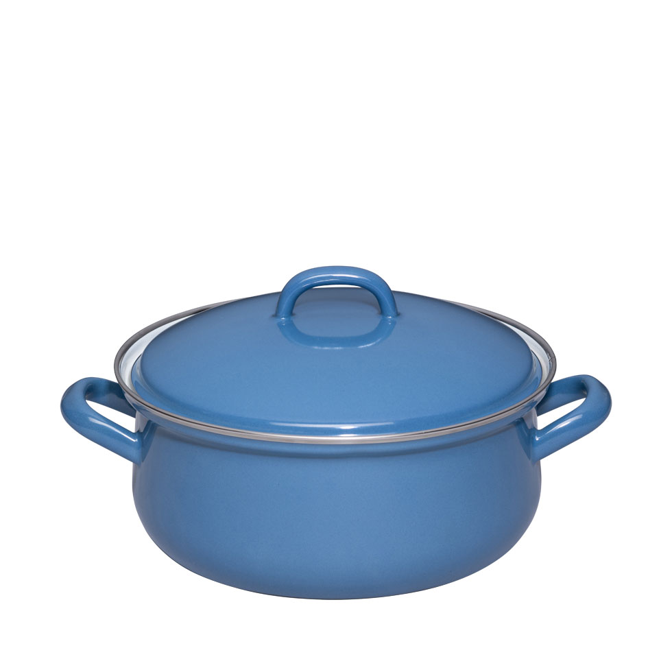 Riess - Pan laag met deksel - donkerblauw - 20 cm - 2,0 ltr