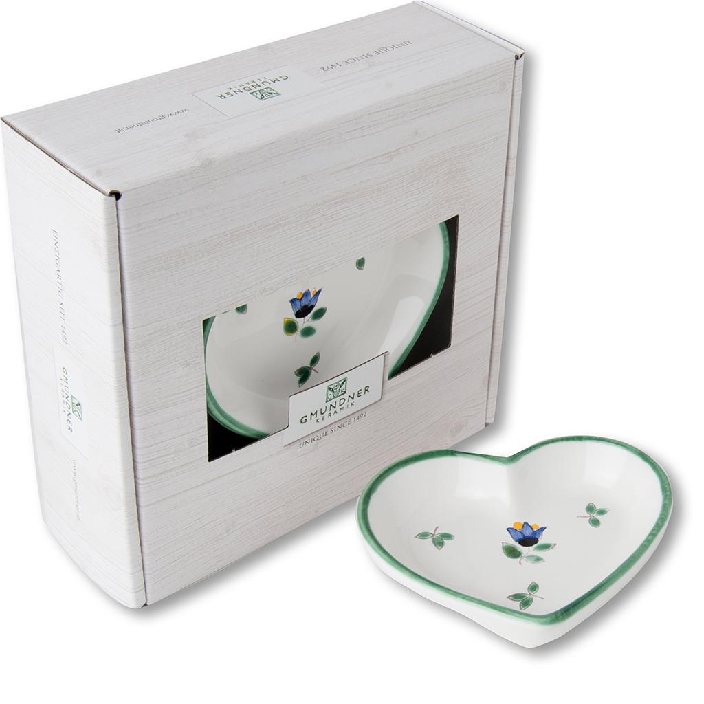 Schaaltje hart - Alpenbloemen - 10 cm - cadeauverpakking