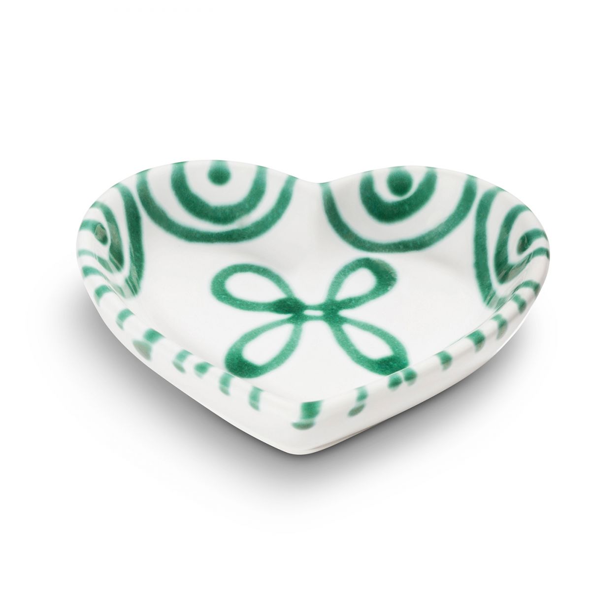 Schaaltje hart - Gevlamd groen - 10 cm - cadeauverpakking