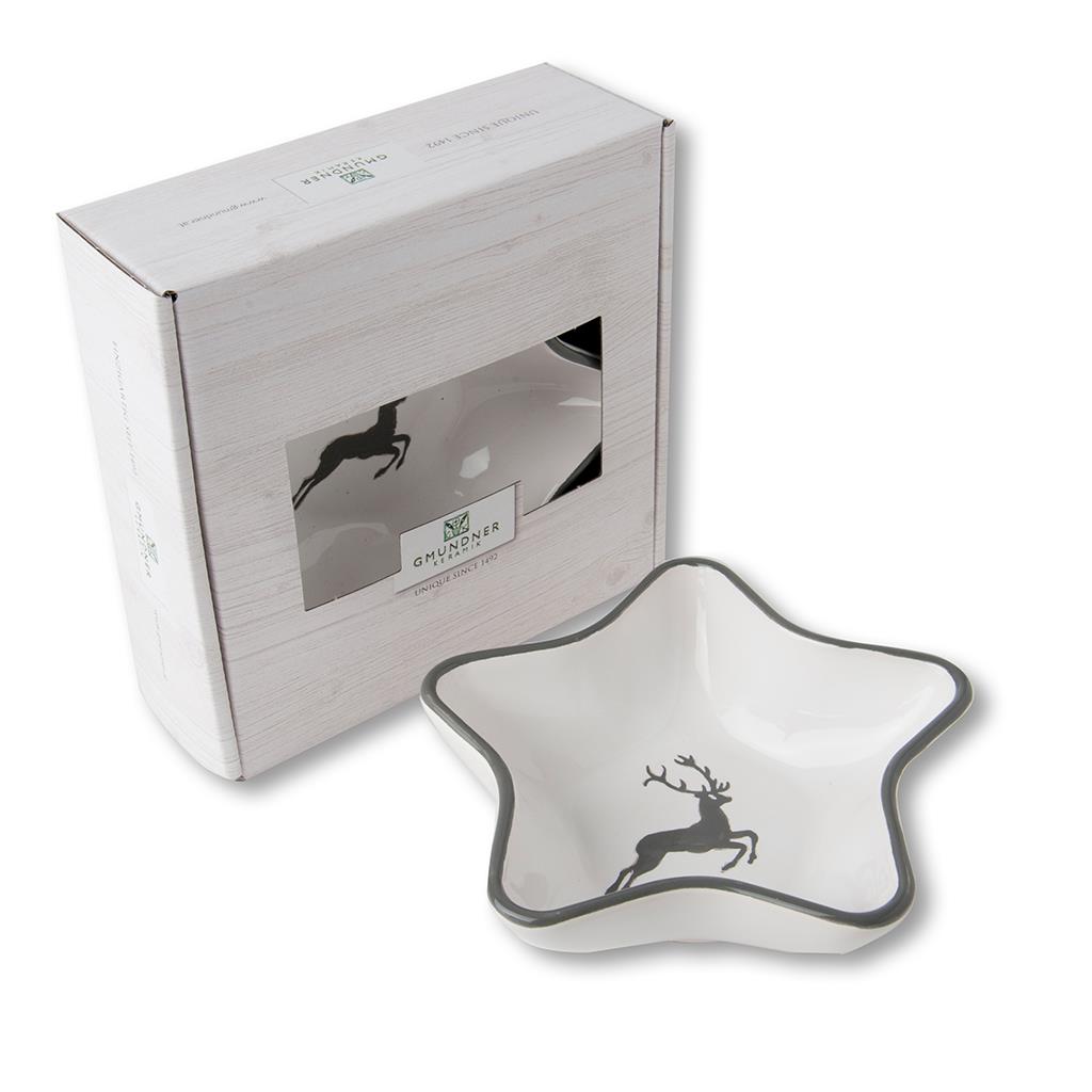 Schaaltje ster - Hert grijs - 14 cm - cadeauverpakking
