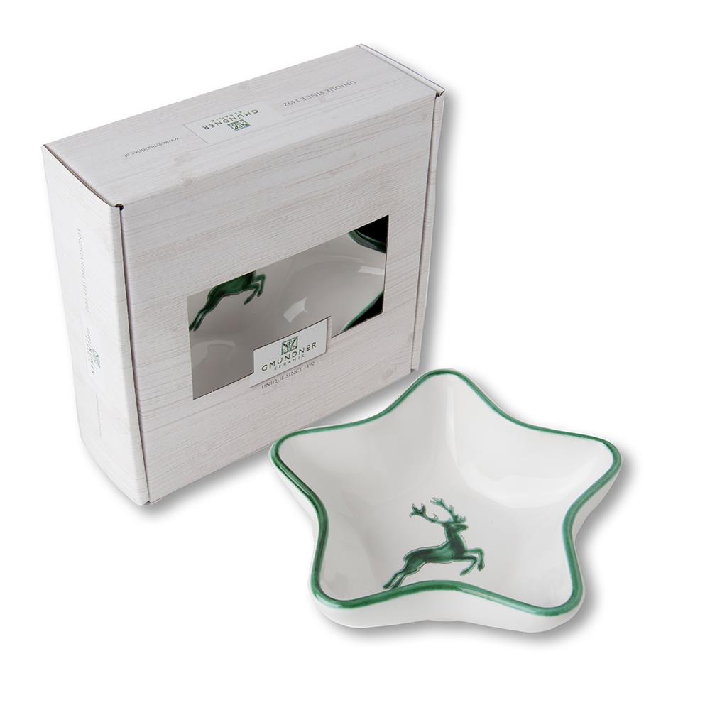 Schaaltje ster - Hert groen - 14 cm - cadeauverpakking
