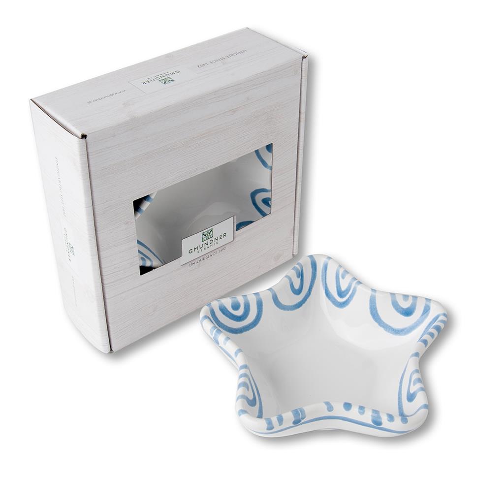 Schaaltje ster - Gevlamd blauw - 14 cm - cadeauverpakking