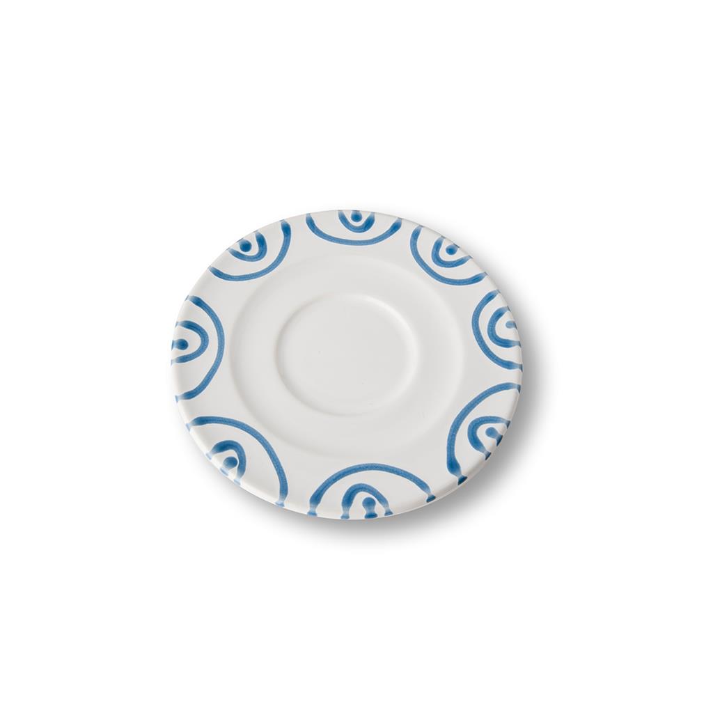 Schoteltje voor cappuccinokopje - Gevlamd blauw - 14 cm
