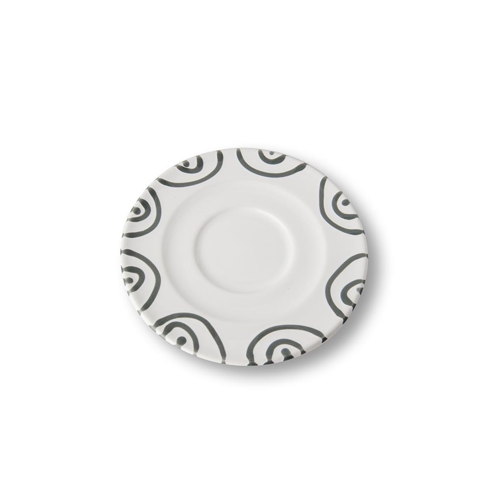 Schoteltje voor cappuccinokopje - Gevlamd grijs - 14 cm