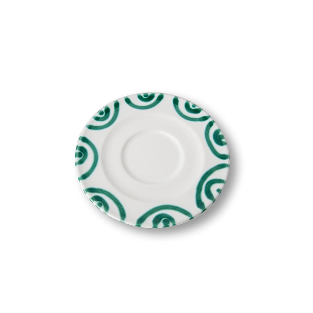 Schoteltje voor cappuccinokopje - Gevlamd groen - 14 cm