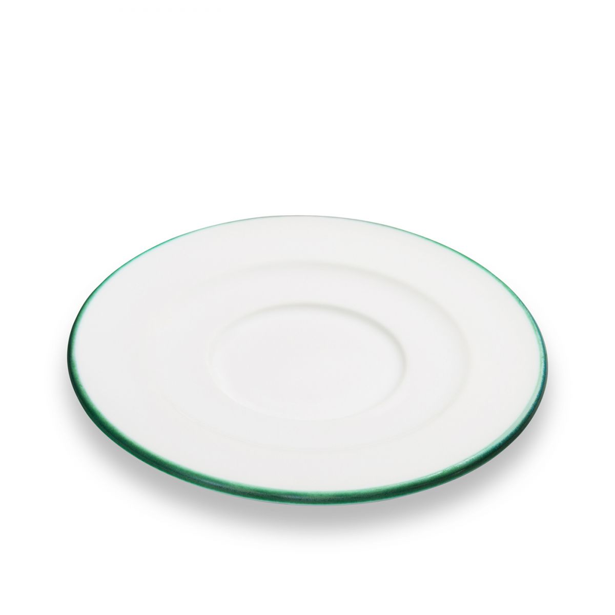 Schoteltje voor cappuccinokopje - Rand groen - 14 cm